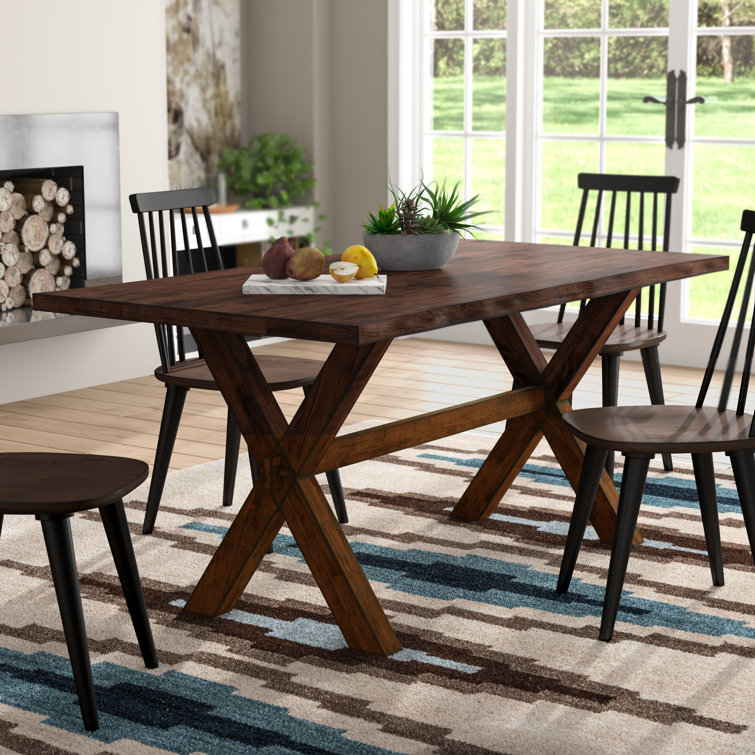 Millwood Pines Tiggs 61'' Solid Wood Trestle Dining Table & Reviews ...